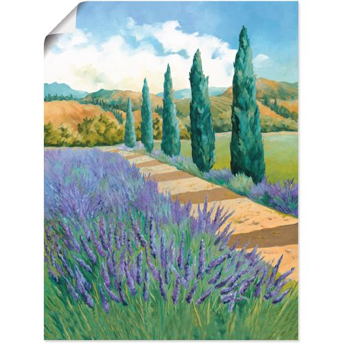 4055327286701 - Wandbild ARTLAND Weg durchs Lavendelfeld Bilder Gr B H 60 cm x 80 cm Poster Felder 1 St blau Bild Poster Bilder als Alubild Leinwandbild Wandaufkleber oder in versch Größen