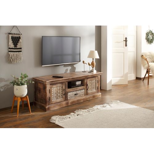 4067474671118 - Lowboard HOME AFFAIRE Maneesh Sideboards Gr B H T 135 cm x 50 cm x 45 cm beige (naturfarben) Lowboards aus massivem Mangoholz und mit Stauraummöglichkeiten Breite 135 cm