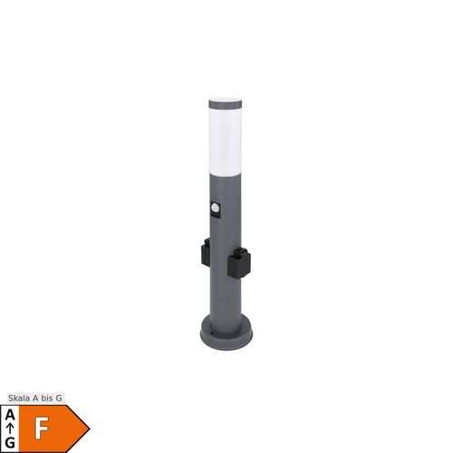 4059157141520 - Wegleuchte Außen mit Bewegungsmelder 2x Steckdose Sockelleuchte Gartenleuchte dimmbar mit Fernbedienung Edelstahl Anthrazit RGB LED 85W 806lm
