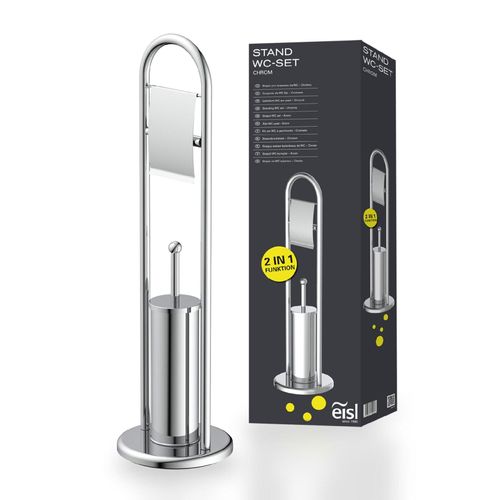 9002560799036 - WC Garnitur Edelstahl Toilettenpapierhalter stehend WC Bürstengarnitur freistehend Standgarnitur mit Toilettenbürste - Chrom 9002560799036 - WC Garnitur Edelstahl Toilettenpapierhalter stehend WC Bürstengarnitur freistehend Standgarnitur mit Toilettenbürste - Chrom