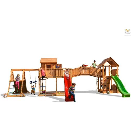 5902020527671 - Spielturm Maxi Set Spider Land My Space xl Fortress Toybox Rainbow Spider+ teak mit 2x Rutschen 2x Spieltürmen Verbindungsbrücke Schaukel Leiter