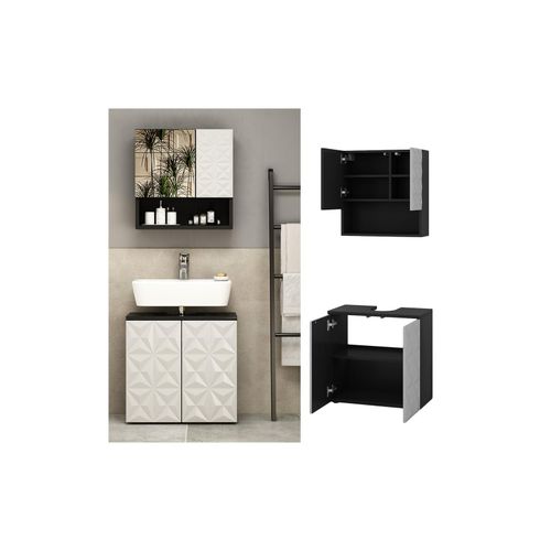 4066731274635 - Badmöbel-Set Badezimmer-Möbel Bad-Schrank Edge Schwarz Weiß modern Badezimmerschrank Waschbeckenunterschrank Spiegelschrank Badezimmerkommode 4066731274635 - Badmöbel-Set Badezimmer-Möbel Bad-Schrank Edge Schwarz Weiß modern Badezimmerschrank Waschbeckenunterschrank Spiegelschrank Badezimmerkommode