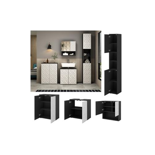 4066731276332 - Badmöbel-Set Badezimmer-Möbel Bad-Schrank Edge Schwarz Weiß modern Badezimmerschrank Waschbeckenunterschrank Spiegelschrank Hochschrank Badezimmerkommode 4066731276332 - Badmöbel-Set Badezimmer-Möbel Bad-Schrank Edge Schwarz Weiß modern Badezimmerschrank Waschbeckenunterschrank Spiegelschrank Hochschrank Badezimmerkommode