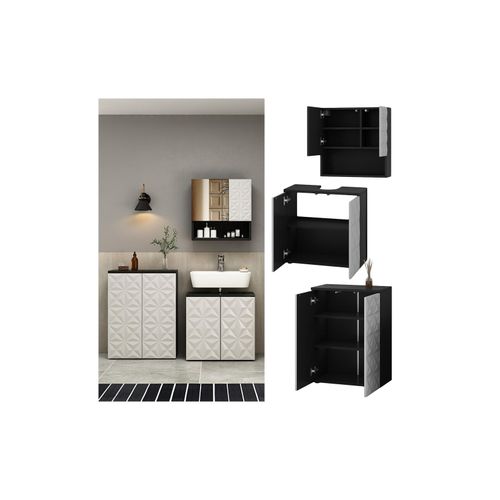 4066731276318 - Badmöbel-Set Badezimmer-Möbel Bad-Schrank Edge Schwarz Weiß modern Badezimmerschrank Waschbeckenunterschrank Spiegelschrank Badezimmerkommode 4066731276318 - Badmöbel-Set Badezimmer-Möbel Bad-Schrank Edge Schwarz Weiß modern Badezimmerschrank Waschbeckenunterschrank Spiegelschrank Badezimmerkommode
