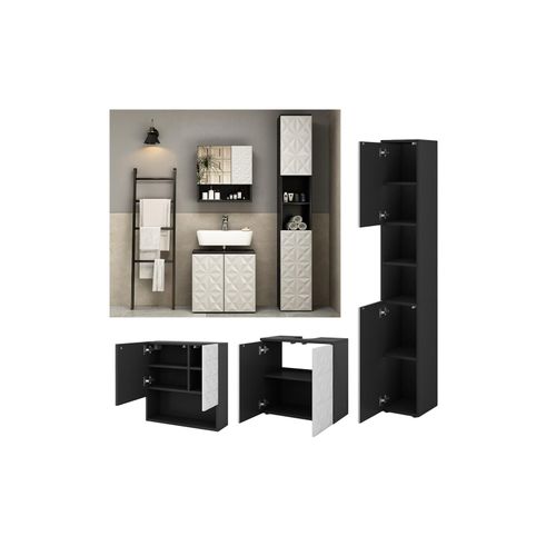 4066731276325 - Badmöbel-Set Badezimmer-Möbel Bad-Schrank Edge Schwarz Weiß modern Badezimmerschrank Waschbeckenunterschrank Spiegelschrank Hochschrank Badezimmerkommode 4066731276325 - Badmöbel-Set Badezimmer-Möbel Bad-Schrank Edge Schwarz Weiß modern Badezimmerschrank Waschbeckenunterschrank Spiegelschrank Hochschrank Badezimmerkommode