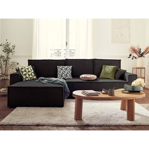 3701061726669 - Bestmobilier - Dellia – ecksofa beidseitig montierbar mit schlaffunktion – mit bettkasten – aus cord – 4-sitzer - anthrazitgrau - Anthrazitgrau