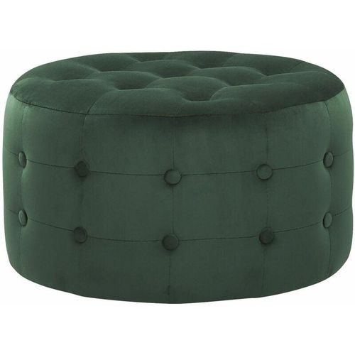 4251682272537 - Beliani - Pouf Dunkelgrün Samtstoff Knopfversteppung Rund Modern Elegant für Wohnzimmer für Schlafzimmer