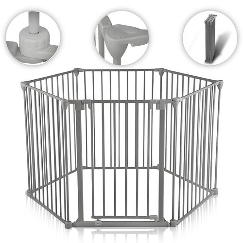 4260196243209 - Kaminschutzgitter 380 cm xxl Absperrgitter 5+1 mit Tür in Stahlgrau (5 Elemente und eine Tür) - premium - Baby Vivo 4260196243209 - Kaminschutzgitter 380 cm xxl Absperrgitter 5+1 mit Tür in Stahlgrau (5 Elemente und eine Tür) - premium - Baby Vivo