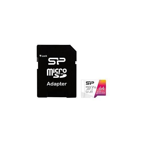 4713436128625 - SILICON POWER Elite - Flash-Speicherkarte (microSDXC-an-SD-Adapter inbegriffen) - 64 GB - A1   Video Class V10   UHS-I U1   Class10 - microSDXC UHS-I