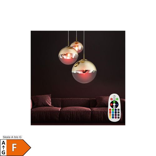 9007371537112 - RGB LED Hängelampe 3 Glas Kugeln 20 - 25 - 30 cm VARUS