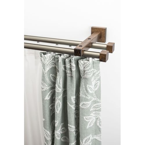 9002777405263 - Gardinenschiene GARESA Cubus Quad Innenlauf Gardinenstangen Gr L 550 cm 1 St 2 läufig braun (chromfarben nussbaum) Gardinenschienen Innenlauf-Vorhanggarnitur verlängerbar Holz-Aluminium
