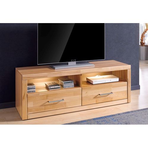 4068222664949 - Lowboard HOME AFFAIRE Logo Sideboards Gr B H T 130 cm x 45 cm x 42 cm Holzwerkstoff Kernbuchefarben (Korpus)  Massivholz Kernbuche (Front) beige (kernbuche teilmassiv) Lowboards Breite 130 cm