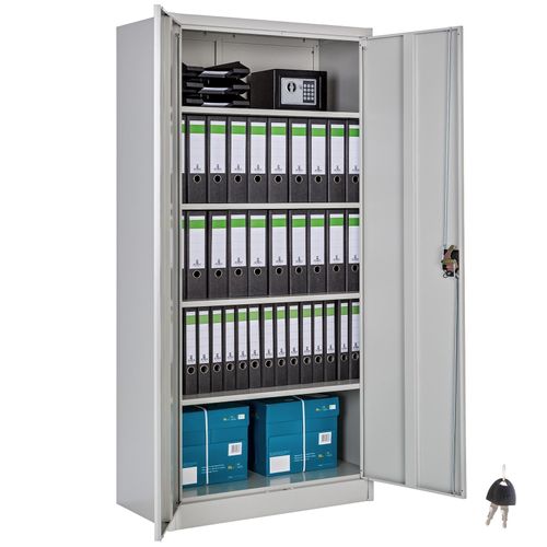 4061173206855 - tectake® Aktenschrank aus pulverbeschichtetem Stahl 4 höhenverstellbare Einlegeböden 180 x 80 x 40 cm 4061173206855 - tectake® Aktenschrank aus pulverbeschichtetem Stahl 4 höhenverstellbare Einlegeböden 180 x 80 x 40 cm