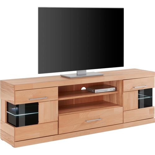 4068222665700 - Lowboard HOME AFFAIRE Ribe Sideboards Gr B H T 160 cm x 55 cm x 35 cm Holzwerkstoff Kernbuchefarben (Korpus)  Massivholz Kernbuche (Front) beige (kernbuche teilmassiv) Lowboards Breite 160 cm