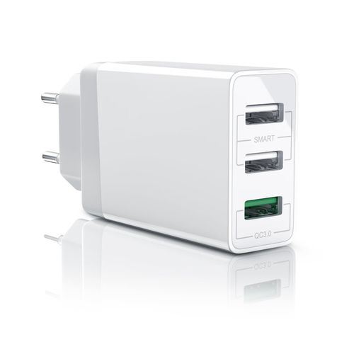 4251259180463 - USB-Ladegerät 3000 mA 3-Port Netzteil Quick Charge 30 2x USB Port + 1x QC 30 Port