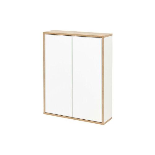 4008033846332 - FACKELMANN Spiegelschrank FINN   Badschrank mit Push-to-Open   Maße (B x H x T) ca 60 x 75 x 205 cm   Schrank fürs Bad mit 2 Türen   Korpus Weiß