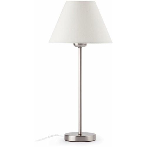 8421776005242 - Faro 68423 Tischleuchte nidia E27 15W Stahl Nickel satiniert Textil Weiß L20cm H40cm dimmbar