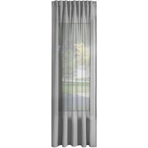 4063425182603 - 1er Gardinen Leinenoptik Vorhänge Halbtransparent Gardine mit Kräuselband für Schlafzimmer Wohnzimmer 135x245 cm Grau - Grau - Woltu