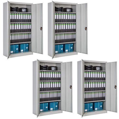 4061173209726 - tectake® 4er Set Aktenschrank aus pulverbeschichtetem Stahl 4 höhenverstellbare Einlegeböden 180 x 90 x 40 cm 4061173209726 - tectake® 4er Set Aktenschrank aus pulverbeschichtetem Stahl 4 höhenverstellbare Einlegeböden 180 x 90 x 40 cm