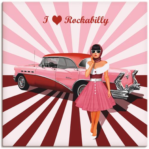 4059745141000 - Wandbild ARTLAND Ich liebe Rockabilly Bilder Gr B H 40 cm x 40 cm Leinwandbild Ausstellungsplakate 1 St pink Bild Kunstdruck Poster Bilder als Alubild Leinwandbild Wandaufkleber oder in versch Größen