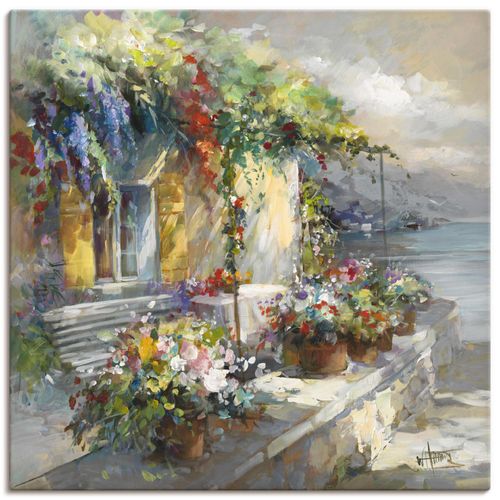 4057738429845 - Wandbild ARTLAND Veranda am See Bilder Gr B H 50 cm x 50 cm Leinwandbild Garten quadratisch 1 St grau Bild Poster Bilder als Leinwandbild Wandaufkleber oder in versch Größen
