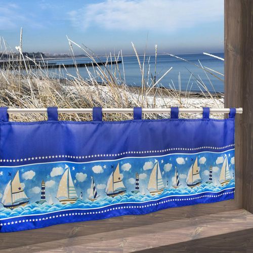 4022236375796 - Gardine DELINDO LIFESTYLE Segelboot Gardinen Gr 45 cm Schlaufen 120 cm blau Schlaufen mit Schlaufenaufhängung für die Küche