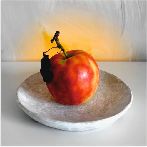 4059745517973 - Wandbild ARTLAND Ein Apfel am Tag Bilder Gr B H 40 cm x 40 cm Alu-Dibond-Druck Arrangements 1 St grau Bild Kunstdruck Kunstdrucke Bilder als Alubild Leinwandbild Wandaufkleber oder Poster in versch Größen