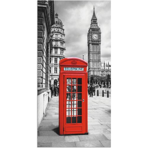 4062144358375 - Wandbild ARTLAND London Telefonzelle Bilder Gr B H 75 cm x 150 cm Alu-Dibond-Druck Architektonische Elemente Hochformat 1 St rot Bild Leinwandbild Kunstdrucke Bilder als Alubild Leinwandbild Wandaufkleber oder Poster in versch Größen