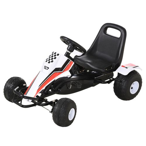 4251774969222 - Kinder Go-Kart mit Handbremse weiß 104 x 66 x 57 cm (LxBxH) Tretauto Tretfahrzeug Kinderfahrzeug Spielzeug