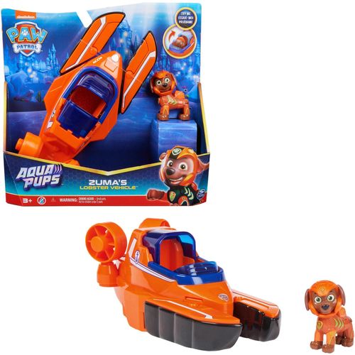 0778988446744 - Paw Patrol Aqua Pups - Basis Fahrzeug im Hummer-Design mit Zuma-Welpenfigur Spielfahrzeug