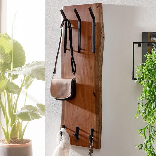 4251757704598 - Design Wandgarderobe Akazie Massivholz Metall 355 x 100 x 11 cm Hakenleiste 2-Reihig Flurgarderobe Wand Garderobe Holz - Finebuy 4251757704598 - Design Wandgarderobe Akazie Massivholz Metall 355 x 100 x 11 cm Hakenleiste 2-Reihig Flurgarderobe Wand Garderobe Holz - Finebuy