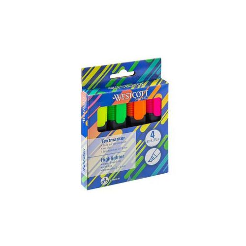 4027521526549 - Textmarker Highlighter E-744249 00 Etui 4-farbig sortiert 2-5mm Keilspitze 4027521526549 WESTCOTT 4 Stück