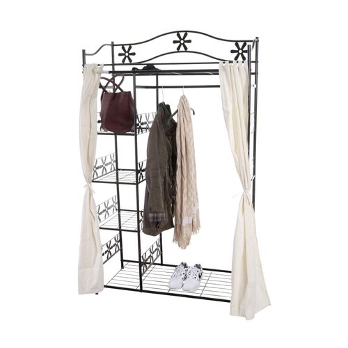 4052826183432 - Metall-Garderobe Bern Garderobenständer Kleiderschrank Metallregal 172x100x43cm ~ mit Vorhang 4052826183432 - Metall-Garderobe Bern Garderobenständer Kleiderschrank Metallregal 172x100x43cm ~ mit Vorhang