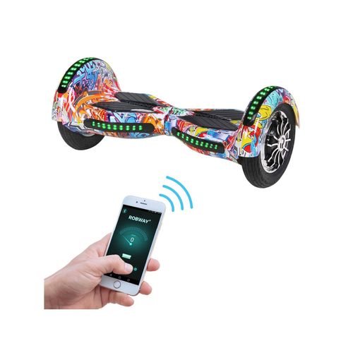 4056551041906 - W3 Hoverboard für Erwachsene und Kinder 10 Zoll Self-Balance-Scooter Bluetooth App 800 Watt (Orange Graffiti)