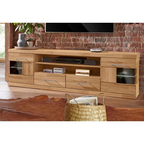 4068222665724 - Lowboard HOME AFFAIRE Ribe Sideboards Gr B H T 180 cm x 55 cm x 35 cm Holzwerkstoff eichefarben (Korpus)   Massivholz Eiche (Front) braun (eiche teilmassiv) Lowboards Breite 180 cm