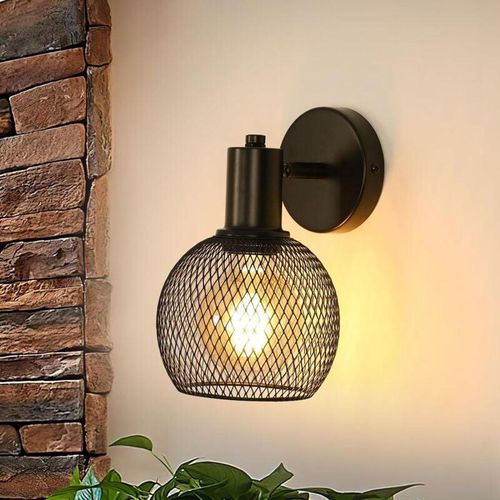 0699997085079 - Retro Wandlampe aus Metall Wand Leselampe aus Eisen für Nachttisch E27 Fassung für Wohnzimmer Schlafzimmer Büro (Glühbirne nicht inklusive)