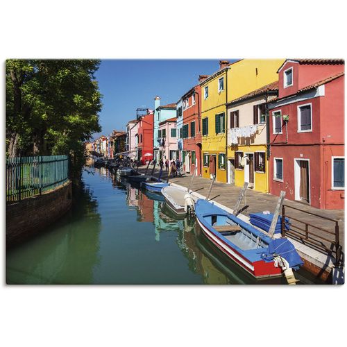 4062144677551 - Wandbild ARTLAND Bunte Gebäude auf Insel Burano Venedig Bilder Gr B H 30 cm x 20 cm Leinwandbild Bilder von Booten & Schiffen Querformat 1 St bunt Kunstdrucke als Alubild Leinwandbild Wandaufkleber oder Poster in versch Größen