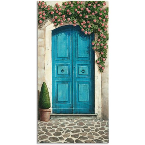 4057738415381 - Wandbild ARTLAND Blaue Tür mit Kletterrosen Bilder Gr B H 20 cm x 40 cm Alu-Dibond-Druck Fenster & Türen 1 St blau Bild Poster Bilder als Alubild Leinwandbild Wandaufkleber oder in versch Größen