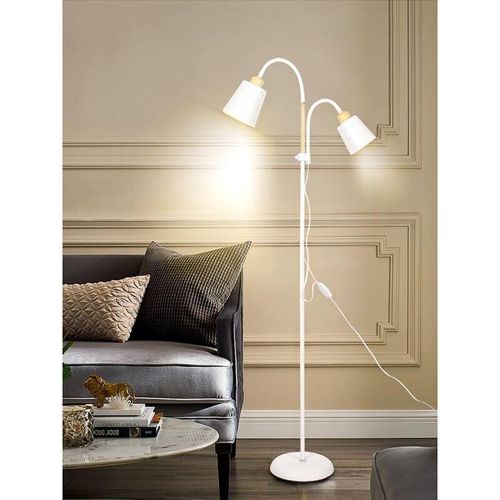 0764179998413 - Stehlampe mit leselampe Wohnzimmer Valis E27 Fassung max 60W 360° Schwenkbare 2 Lampenköpfe Stehleuchte moderne Metall Sofa Lampe mit Höhe 159 cm