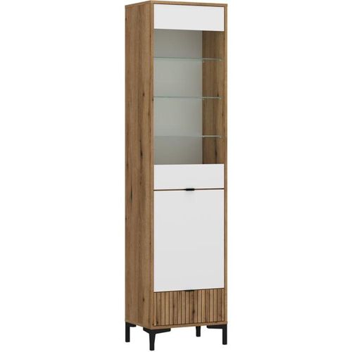 4066075144168 - Lomadox - Vitrine Eiche mit weiß und Rillenoptik RISBY-129 - braun