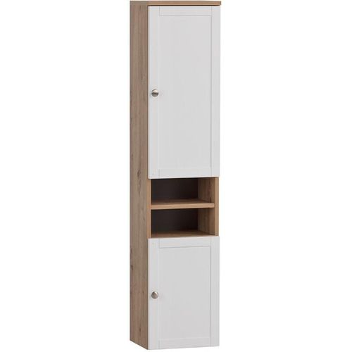 4066075173151 - Lomadox - Badezimmer Hochschrank Eiche weiß matt JONA-80 - weiß