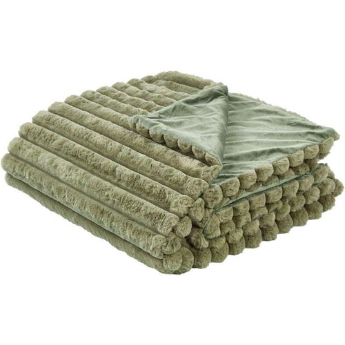 4255664873415 - Beliani - Kuscheldecke Grün aus Kunstfell 200 x 220 cm Flauschige Tagesdecke für Bett Sofa Wohnzimmer Schlafzimmer Überwurf Wohnaccessoires