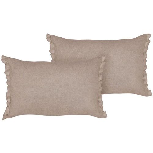 4255664863669 - Dekokissen 2er Set Hellbraun Leinen Rechteckig 30x45 cm mit Rüschen und Schleifen Einfarbig Modern Schlafzimmer Wohnzimmer Sofakissen 4255664863669 - Dekokissen 2er Set Hellbraun Leinen Rechteckig 30x45 cm mit Rüschen und Schleifen Einfarbig Modern Schlafzimmer Wohnzimmer Sofakissen