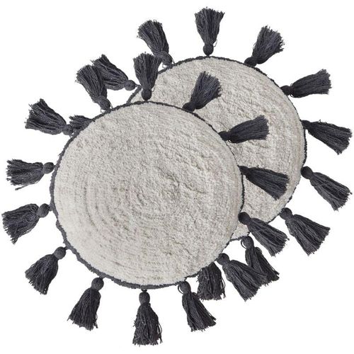 4255664868121 - Dekokissen 2er Set Cremeweiß Baumwolle Rund 40x40 cm Zweifarbig mit Quasten Modern Wohnzimmer Deko Kinderzimmer Sofakissen 4255664868121 - Dekokissen 2er Set Cremeweiß Baumwolle Rund 40x40 cm Zweifarbig mit Quasten Modern Wohnzimmer Deko Kinderzimmer Sofakissen