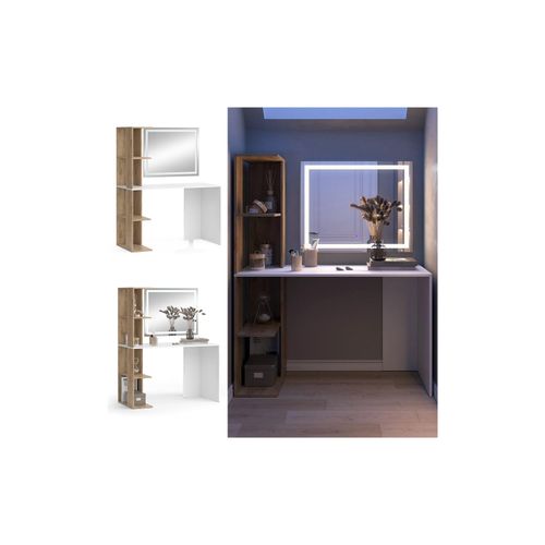 4066731412174 - Schminktisch Tower Weiß Sonoma 1222 cm mit LED-Spiegel Vicco