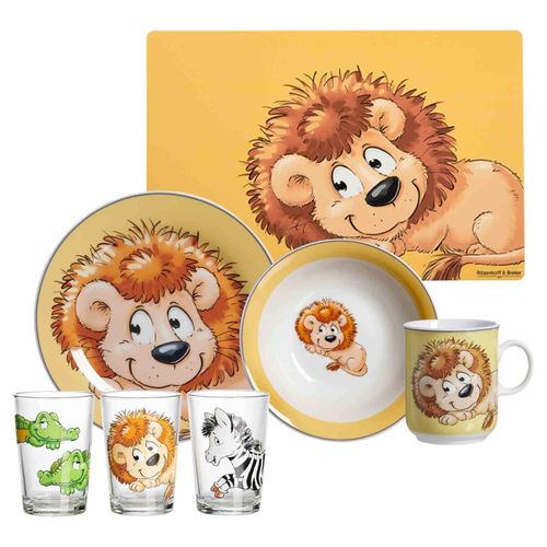 4262418976285 - Geschirr-Set mit Kinderbecher Happy Zoo Löwe 7er Set 4262418976285 - Geschirr-Set mit Kinderbecher Happy Zoo Löwe 7er Set