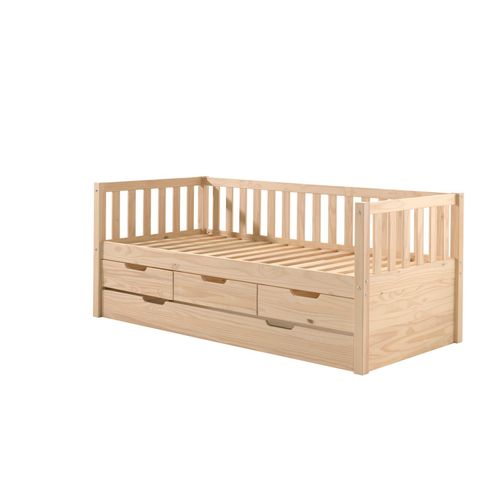 5420070237345 - Kojen Bett Fritz mit Sprossenumrandung 3 Schubladen u Rolllattenrost Liegefläche 90 x 200 inkl Bettschublade Ausf Milky White lackiert 5420070237345 - Kojen Bett Fritz mit Sprossenumrandung 3 Schubladen u Rolllattenrost Liegefläche 90 x 200 inkl Bettschublade Ausf Milky White lackiert