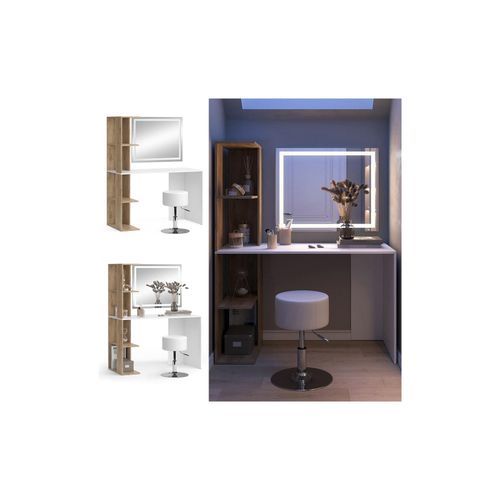 4066731412181 - Schminktisch Tower Weiß Sonoma 1222 cm mit LED-Spiegel und Hocker Vicco 4066731412181 - Schminktisch Tower Weiß Sonoma 1222 cm mit LED-Spiegel und Hocker Vicco