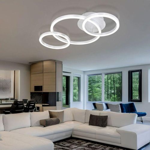 9007371505258 - - Design Deckenleuchte Deckenlampe Wohnzimmerlampe 3 Ringe Aluminium Acryl 1250 Lumen 24 Watt led 3000 Kelvin LxBxH 55 x 30 x 7 cm 9007371505258 - - Design Deckenleuchte Deckenlampe Wohnzimmerlampe 3 Ringe Aluminium Acryl 1250 Lumen 24 Watt led 3000 Kelvin LxBxH 55 x 30 x 7 cm