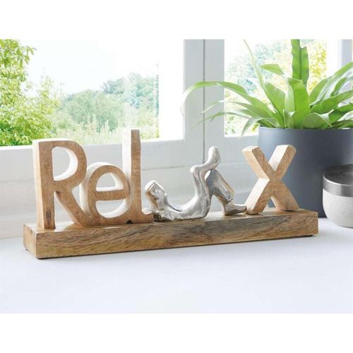 4260772029050 - Dekoleidenschaft - Schriftzug Relax aus Mangoholz & Aluminium 32 cm breit Deko Aufsteller Holzbuchstaben 4260772029050 - Dekoleidenschaft - Schriftzug Relax aus Mangoholz & Aluminium 32 cm breit Deko Aufsteller Holzbuchstaben